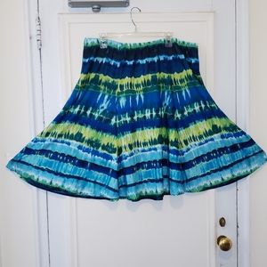 89th & Madison Blue/Green Tye Dye Print Skirt - 2X